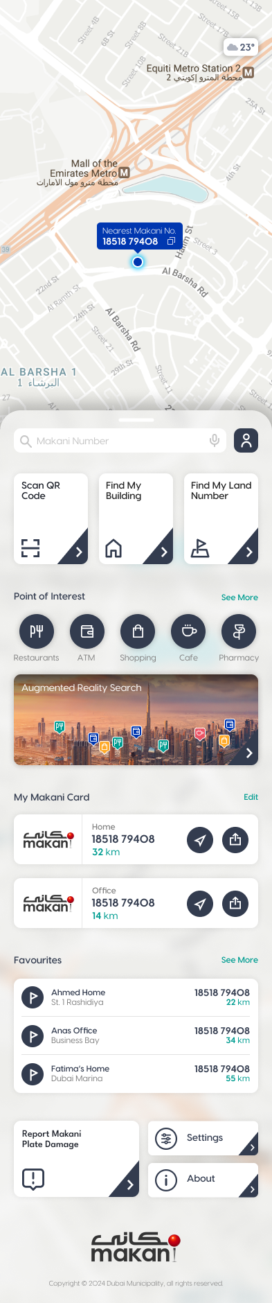 Makani app home screen