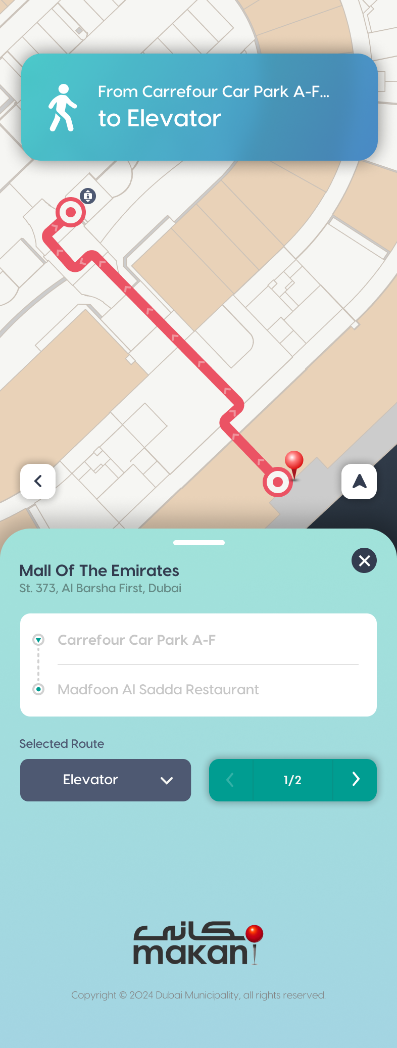Indoor navigation with floor plan and walking route